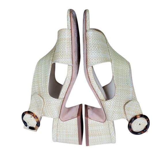 J Mclaughlin Jessamine Sandal Womens US 7 EU 37 Rattan Slingback Beige Heels - Picture 4 of 13